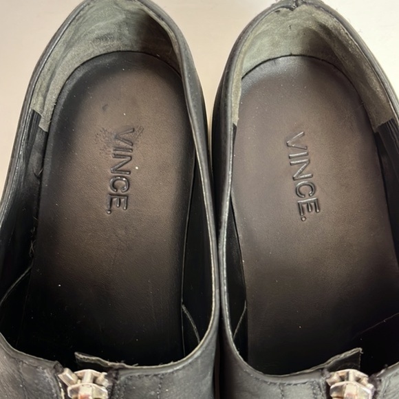 Vince Black Warner Zip-Front Platform Leather Slip on Sneakers Size 8 - Picture 5 of 9